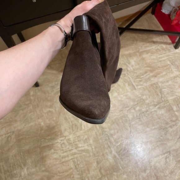 Franco Sarto Brown Suede Y2K Boots Size 10 (fit 9.5-10) - Picture 10 of 16